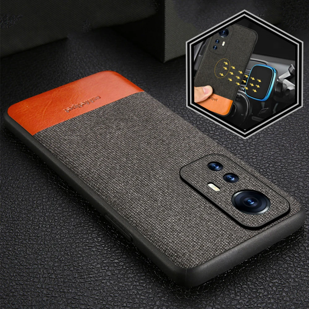 

Fabric Man Business Magnetic Case For Xiaomi 12 PRO 12X Canvas + Leather Camera Protection shockproof cover For xiaomi mi 12 12x