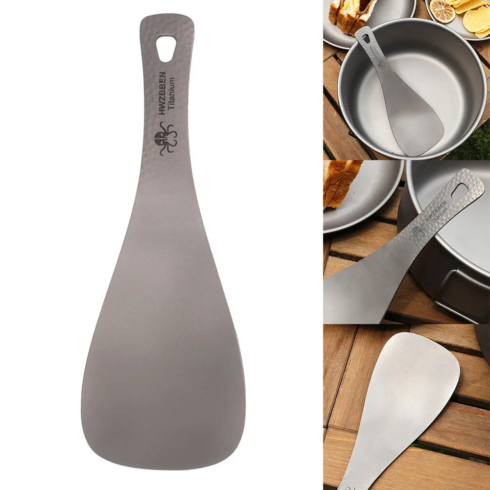 

1pc Lightweight Titanium Rice Spoon Paddle Camping Spoon Outdoor Tableware For Home Camping Hiking Picnic Anti-slip Short Handle
