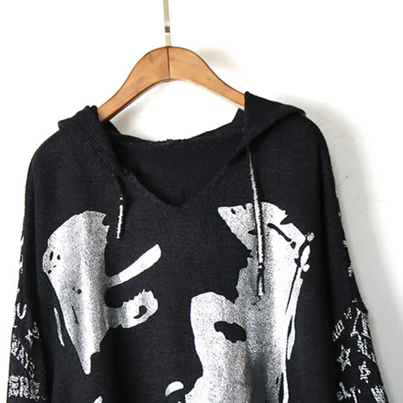 Свитер XITAO вязаный пуловер с бахромой воротником капюшоном длинными рукавами в