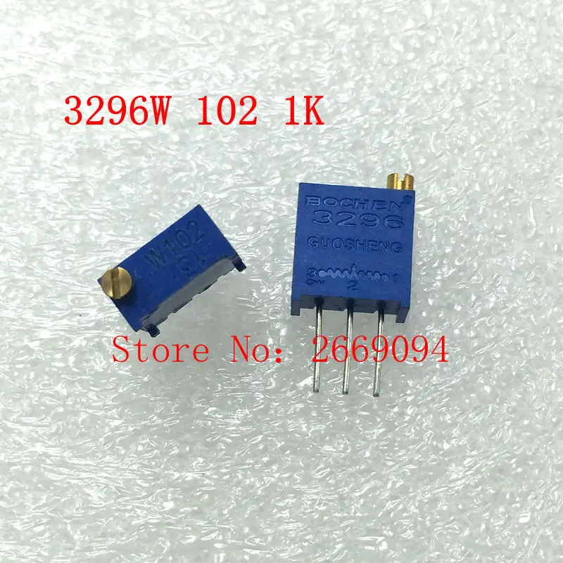 

100 шт./лот 3296W-1-102LF 3296 Вт 102 1K Ом Регулируемый многооборотный триммер, потенциометр, высокоточный переменный резистор