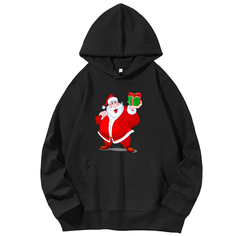 Santa Claus celebrates the New Year with presents graphic Hooded sweatshirts christmas sweatshirt Spring Autumn Female clothing