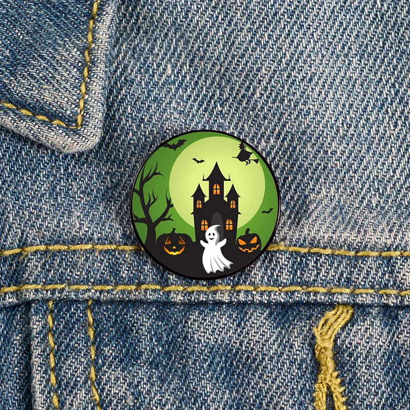 

Halloween ghost witch pumpkin Pin Custom Funny vintage Brooches Shirt Lapel teacher Bag Cute Badge pins for Lover Girl Friends