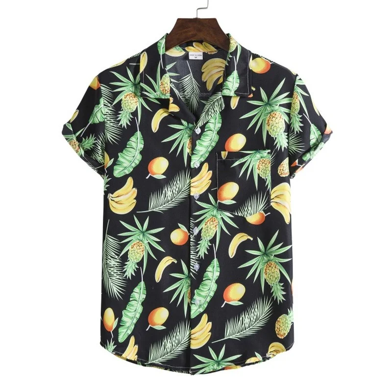 New Hawaiian Shirt Men's Floral Short Sleeve Print Shirt Trend Lapel Beachwear Casual Shirts for Men для мужчин 18＋