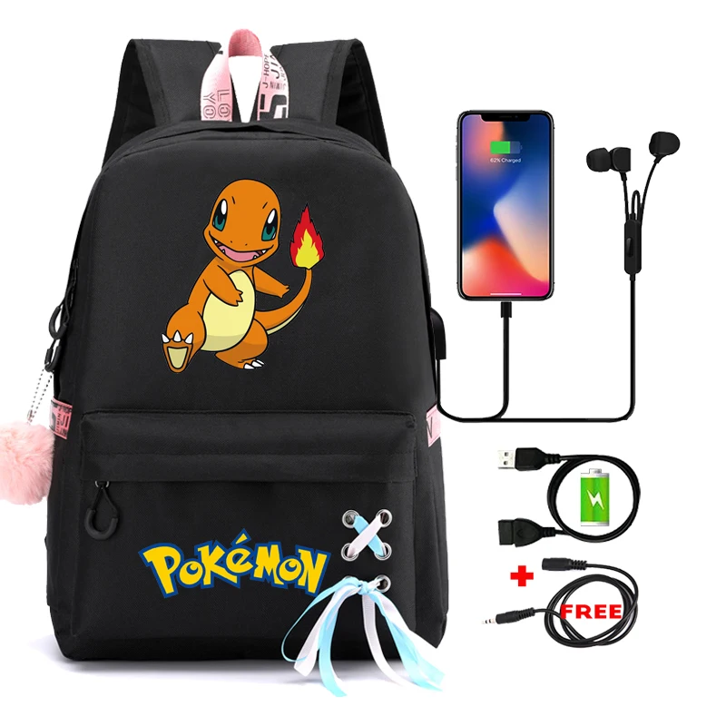 

Pokemon Women Backpack Waterproof Pikachu Gengar Schoolbag Backpack for Student Female Girls Laptop Snorlax Book Pack Mochilas