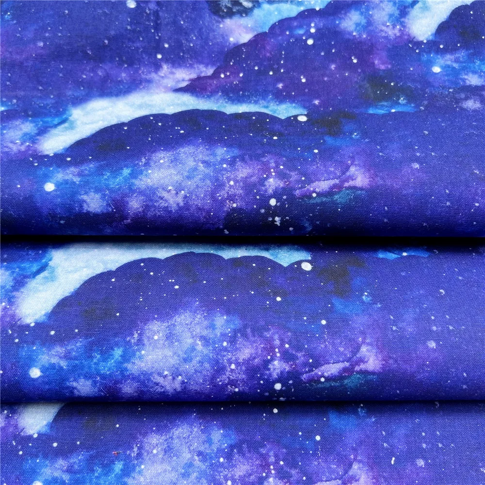 Ткань из 100% хлопка с рисунком голубого космоса звездного неба ткань в стиле