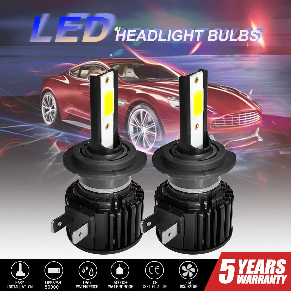 

Durable Led Headlight Bulb H7 High Power Dual Side 360degree Lighting Angle Cob Bulb Car Lights Car Accessories Headlight