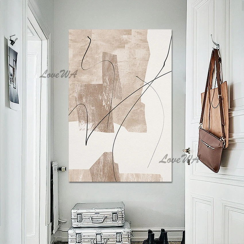 

Черная линия акриловая текстура дизайн абстрактная картина художественные картины для гостиной стена без рамы холст декоративные предметы