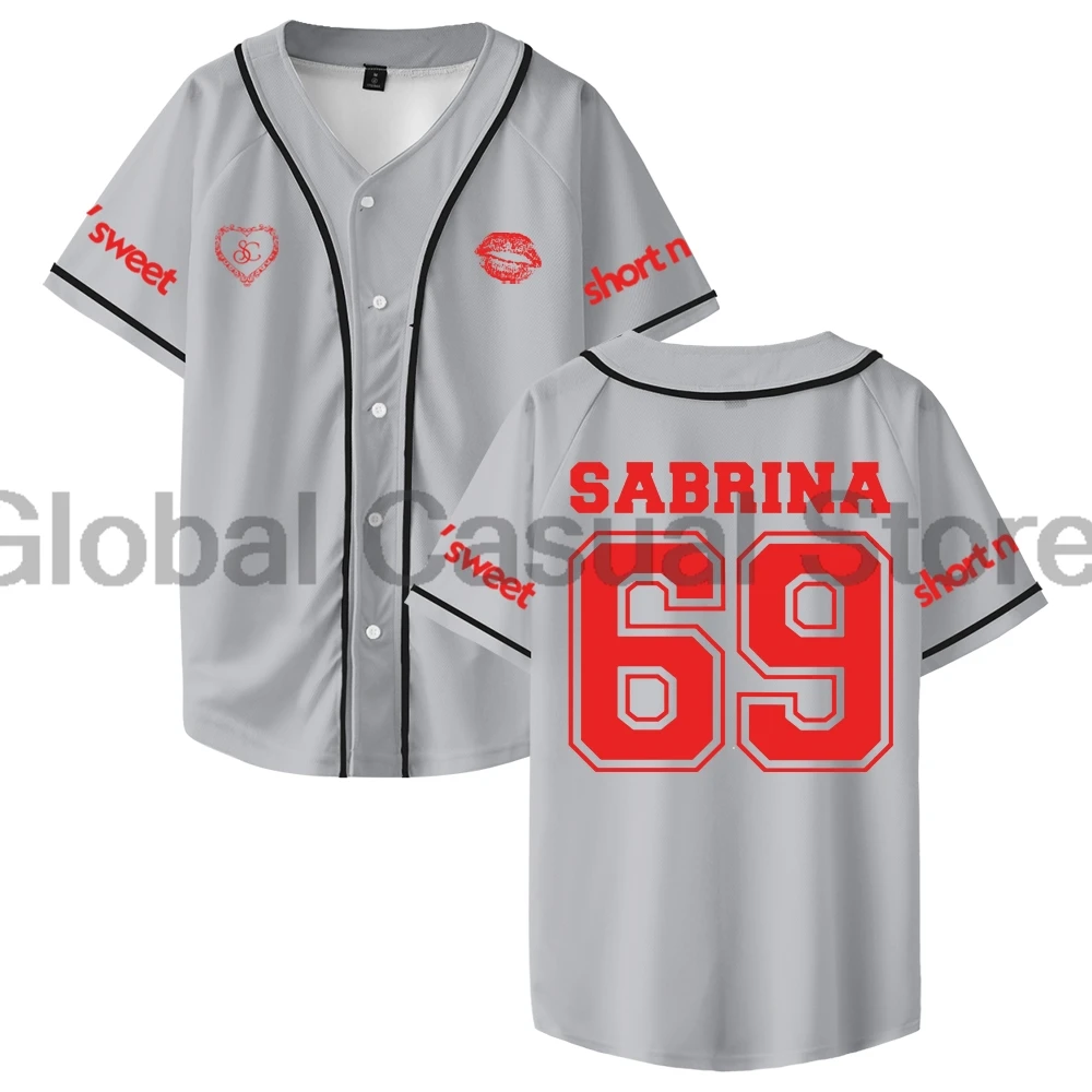 Короткая Бейсбольная Футболка Sabrina плотника n' Sweet Merch 69 с логотипом рубашки