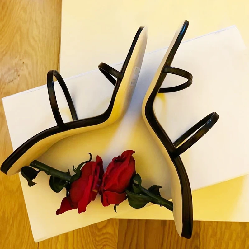 

Summer New Arrivals Women's High Heel Sliders PU Material Round Toe Open Toe Rose Design Fashion Sexy Banquet Lady Sandals