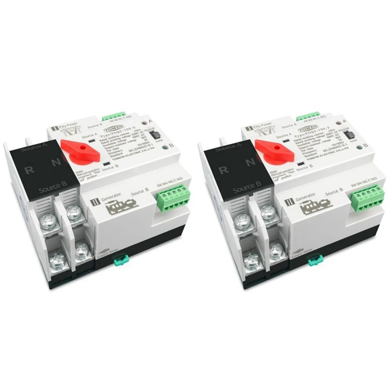 

2X Din Rail 2P ATS Dual Power автоматический переключатель, электрические переключатели непрерывного питания 63 А