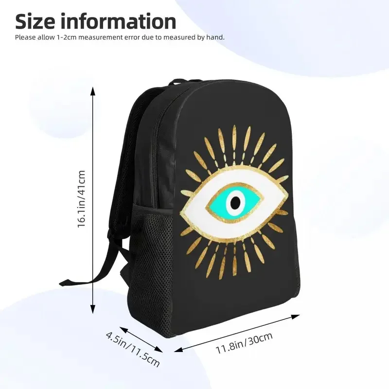 Фото Рюкзаки с принтом Hamsa Evil Eye из золотой фольги для женщин и мужчин, водонепроницаемые школьные и студенческие сумки-амулеты с принтом Назар, сумки для книг 54345 №3