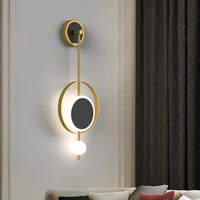 nordic round wall lamp simple bedside lamp indoor led decorative stair light for aisle living room bedroom background lamp