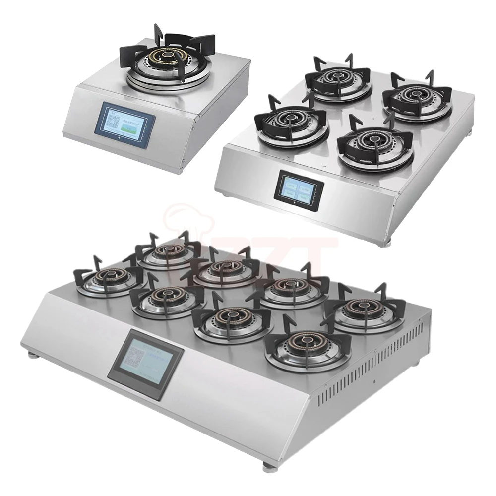 

Gas Hob Stainless Steel Gas Stove 4 Burner Table Top Gas Stove Commercial Automatic Intelligent Rotary Burner Cooker