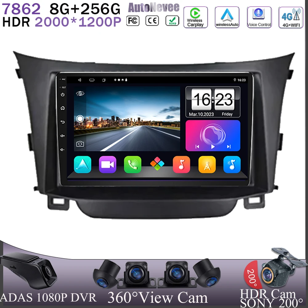 Для Hyundai i30 2011-2017 Φ Wifi GPS Радио Android 13 Carplay DVD ЦП QLED Навигация BT 7862 мультимедийный