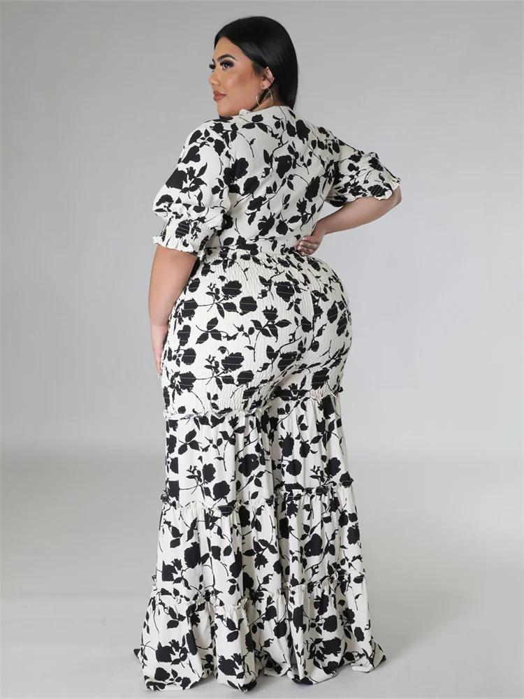 Plus Size Two Piece Sets Women Clothing Shirts Tops and Pants Wide Leg New in Matching Set Wholesale d 3xl 4xl 5xl 6xl