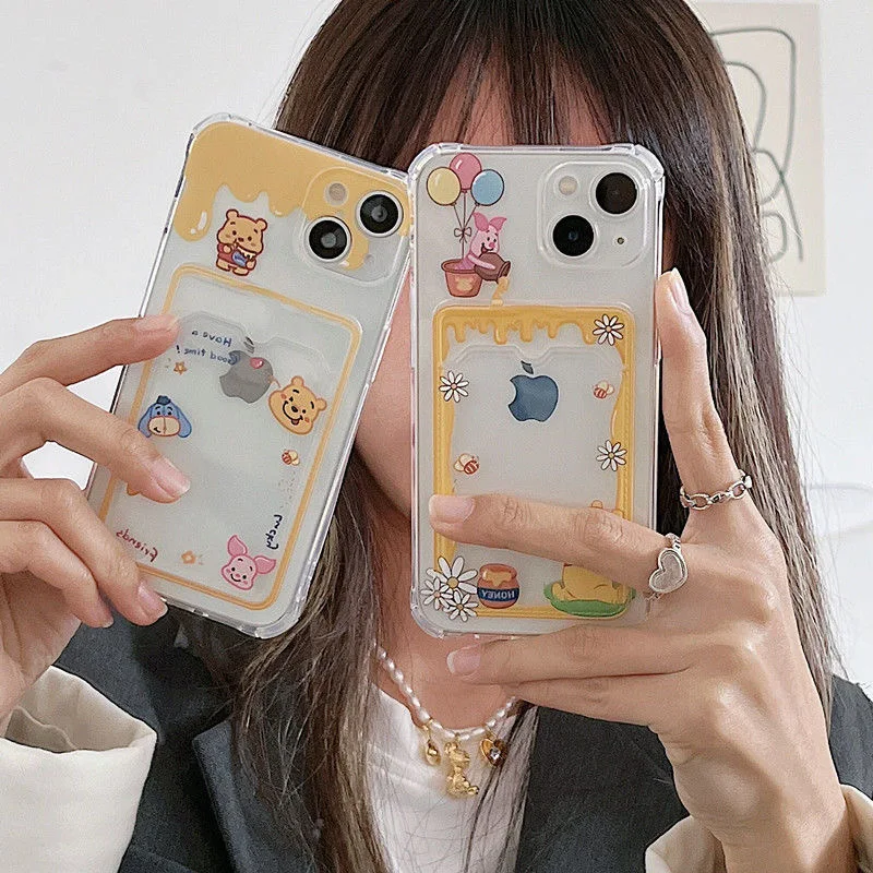 

2022 BanDai Winnie The Pooh Phone Cases For iPhone 13 12 11 Pro Max XR XS MAX 8 X 7 SE 2020 Transparent Shockproof Silicone Case