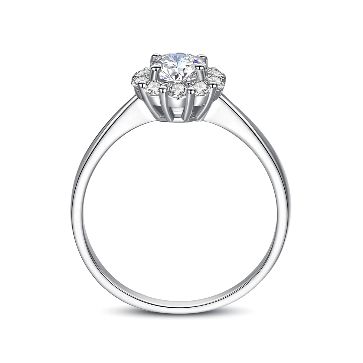 Luxury 0.5ct Flower Moissanite Ring 100% 925 Sterling Silver Woman Rings White Gold Plated Party Trend Fine Jewelry Gift Female