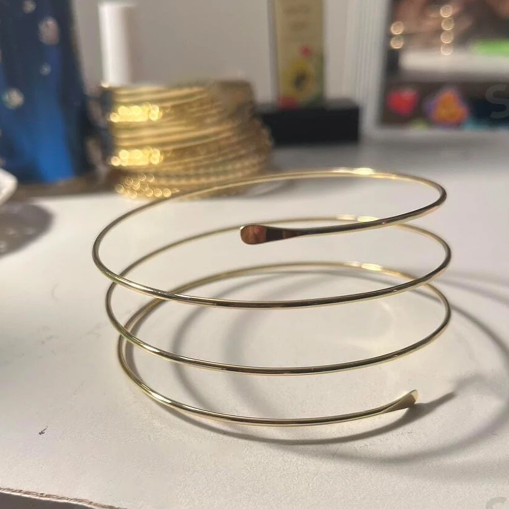 Золотистый металлический браслет для женщин модный винтажный стиль