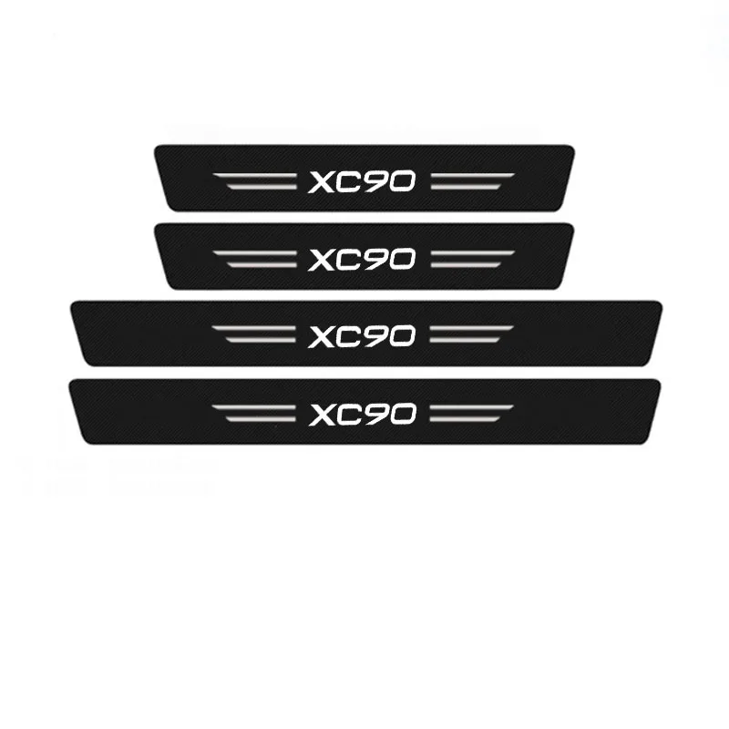 

Автомобильный интерьер из углеродного волокна для Volvo XC90, логотип двери наклейки на пороги, защитная пленка, защита педали, наклейки на порог