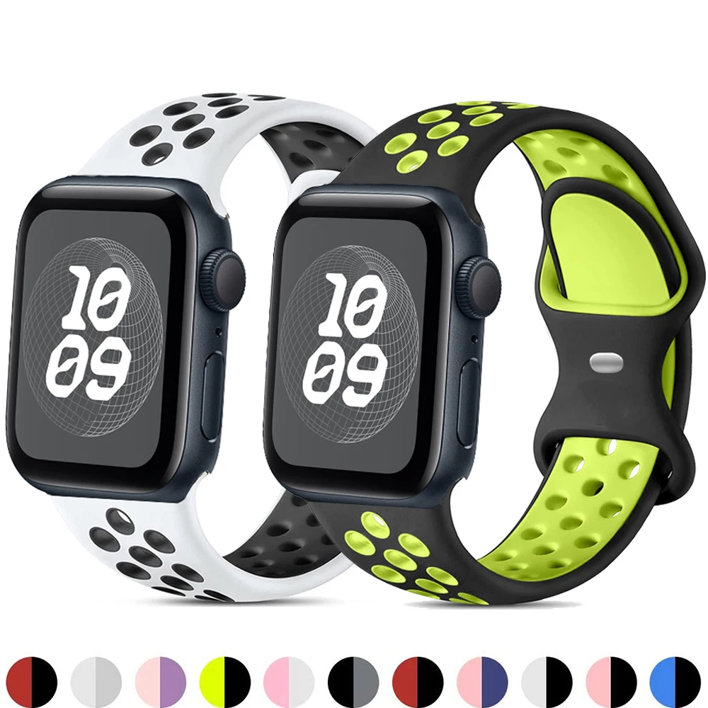 Ремешок для часов Apple 44 мм 40 45 41 46 42 49 силиконовый браслет correa iwatch series 10 5 4 6 se 3 7 8 9 ultra