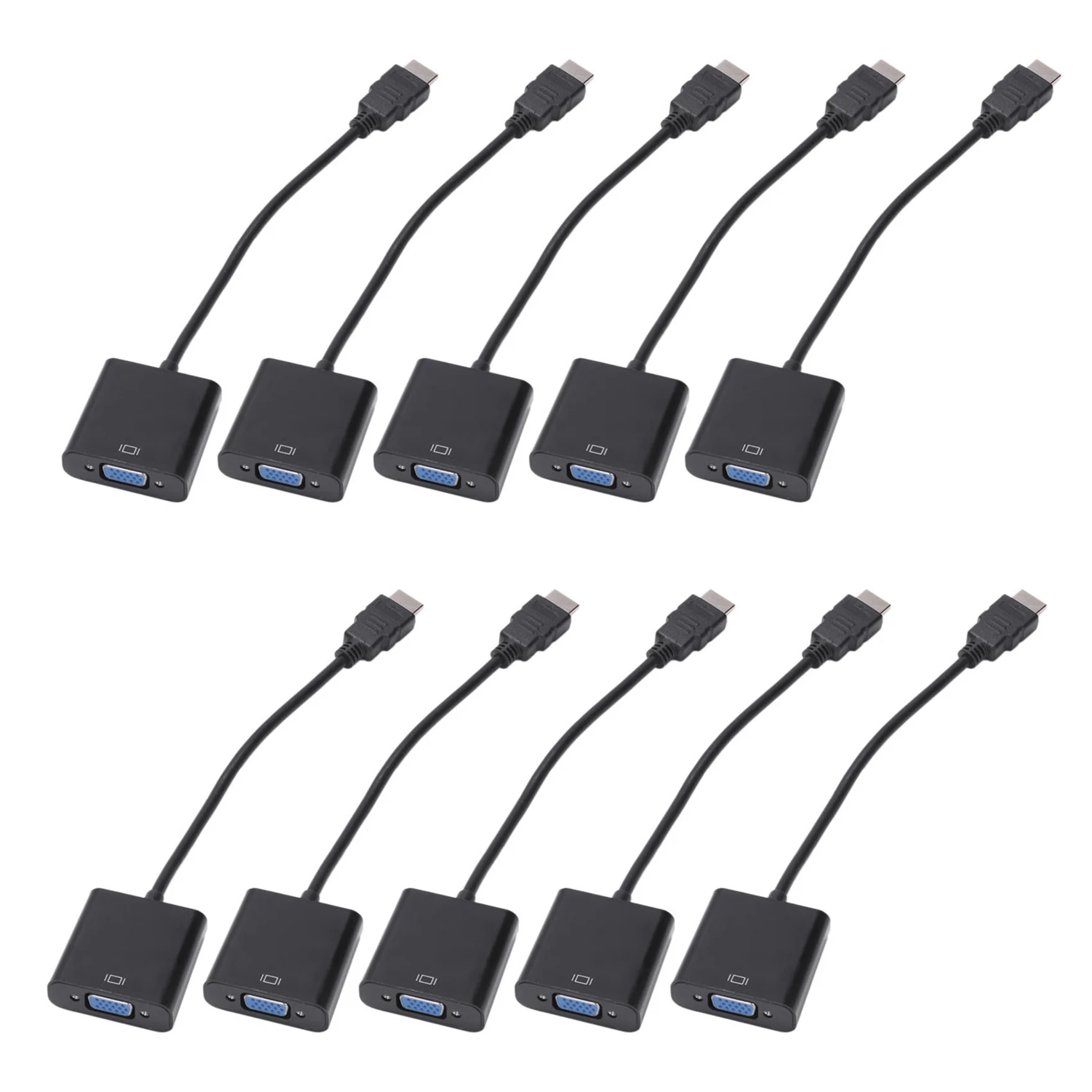 

10X Male to VGA RGB Female Video Converter Adapter Male to Female Cable 1080P for PC Converter(Black)