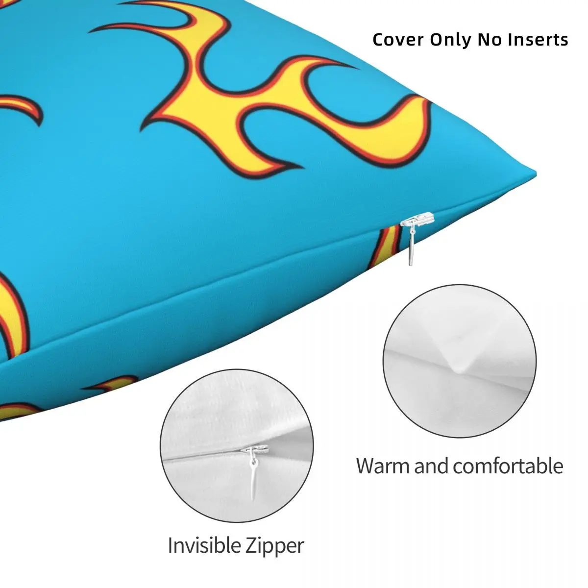 Квадратная наволочка Golf Wang с принтом пламени из полиэстера и льна бархатным