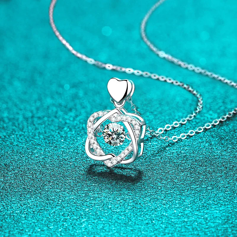 Smyoue 0.5ct GRA Moissanite Necklace for Women  Sparkling Simulated Diamond Pendant Beating Heart S925 Silver Fine Jewelry Gift images - 6