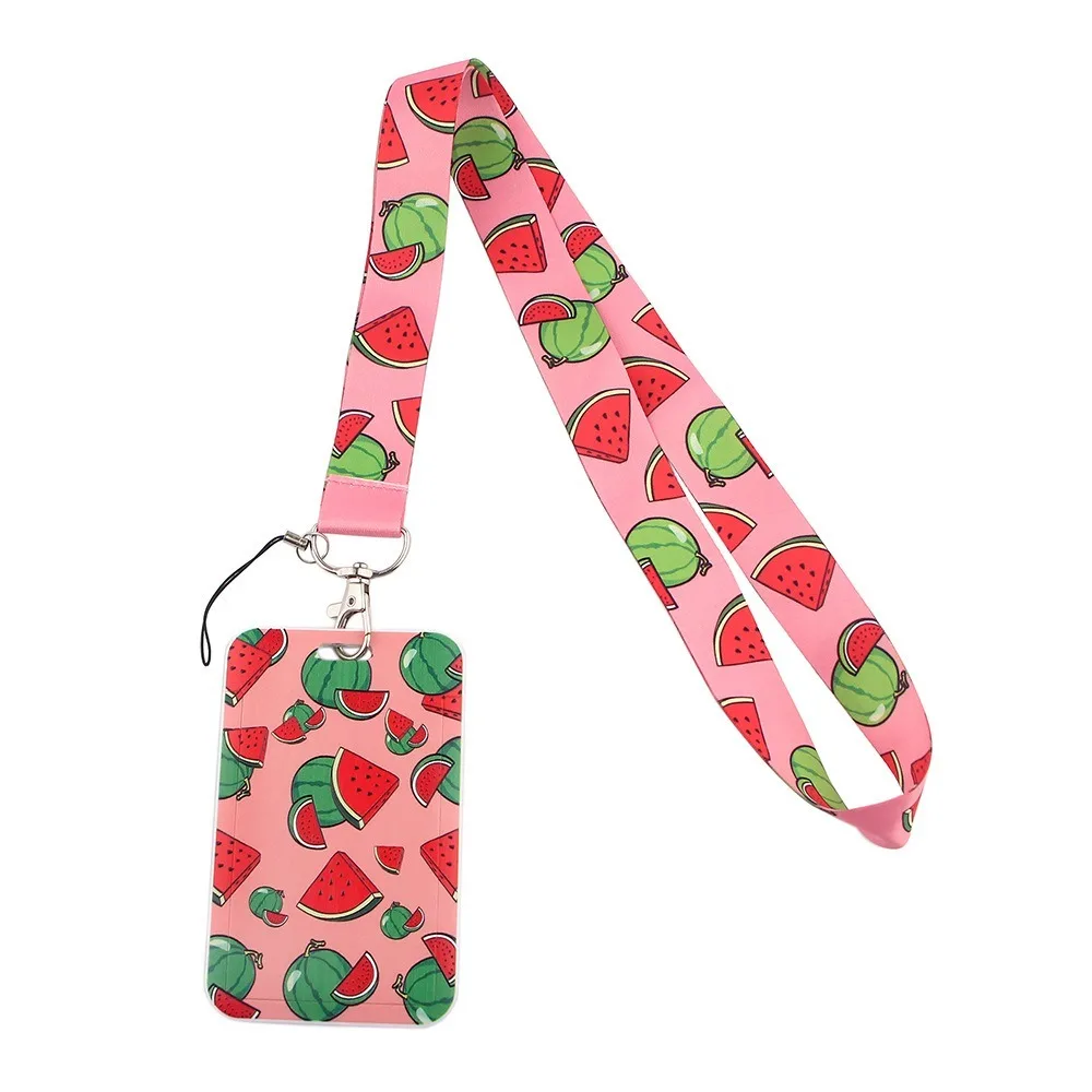 

Coconut ID Card Holder New With Lanyard Donut Credit Card Holders Strap Watermelon Business Card Holder