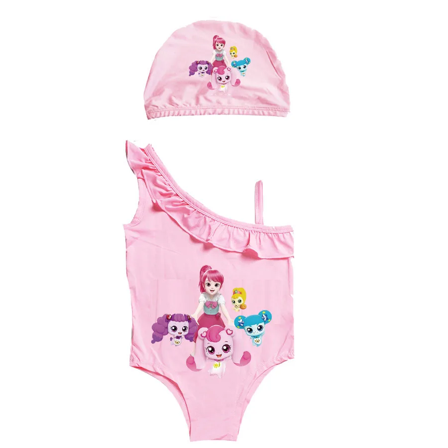 

Купальник для маленьких девочек Catch Teenieping, летний детский слитный купальник без рукавов, детская пляжная одежда + шапочка, комплект из 2 предметов