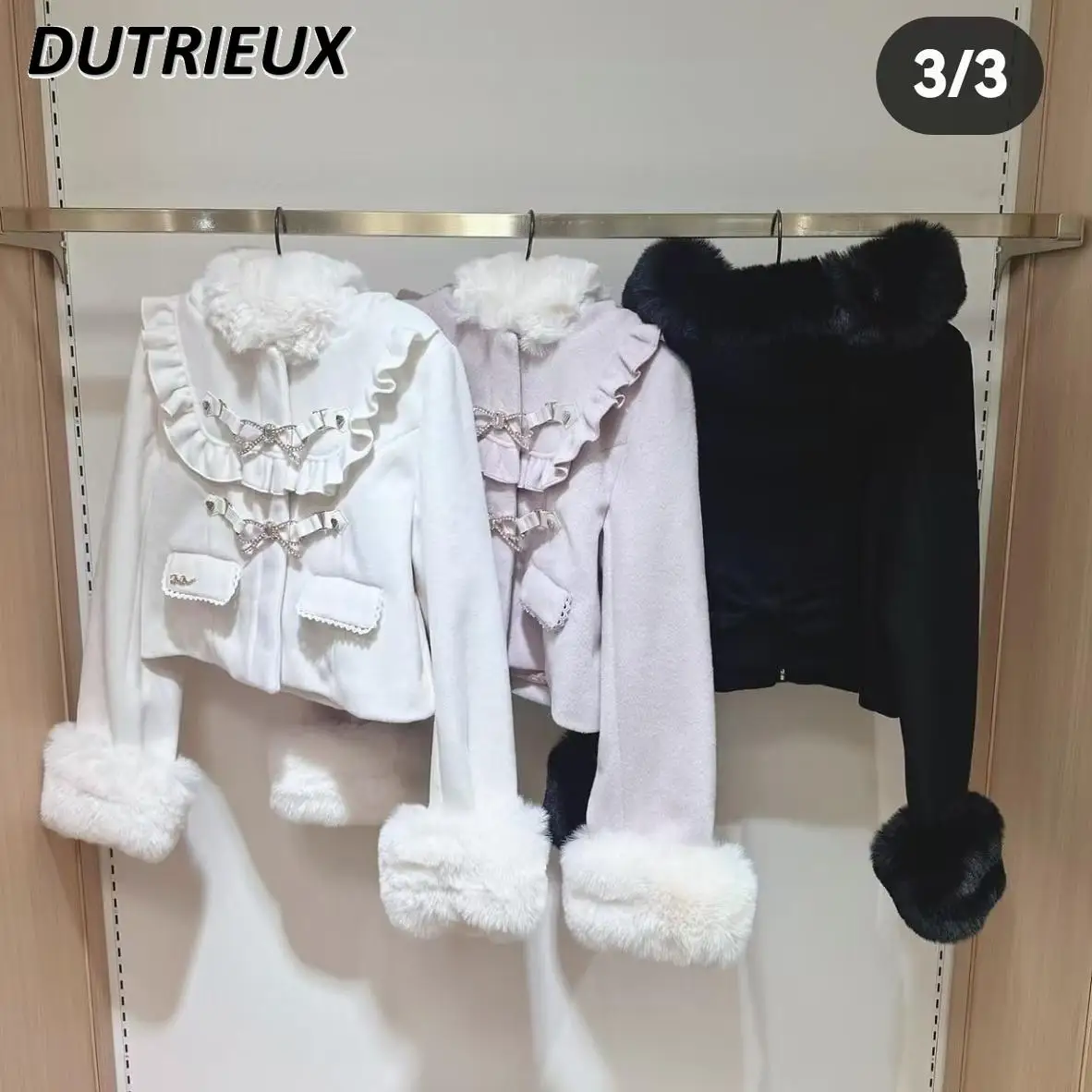 Lolita Mine Массовое производство плюшевое пальто с капюшоном со съемными манжетами