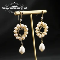 glseevo hollow circle shape natural pearls woman drop earrings korea fashion trend luxury fine jewelry anniversary party gifts