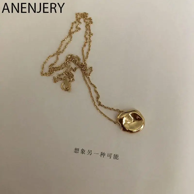 

Женское Ожерелье-цепочка ANENJERY, серебристого цвета, неправильной формы, выпуклое ожерелье с подвеской до ключиц, подвеска для подарка