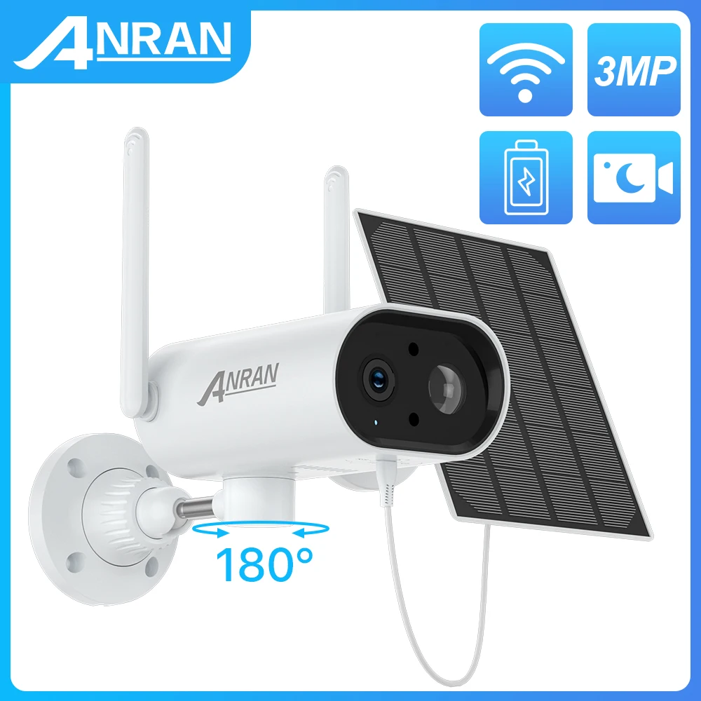 

ANRAN 3MP PTZ Battery Camera Security Spotlight Surveillance Rechargeable Solar Panel WiFi Outdoor Wireless Humanoid Detection