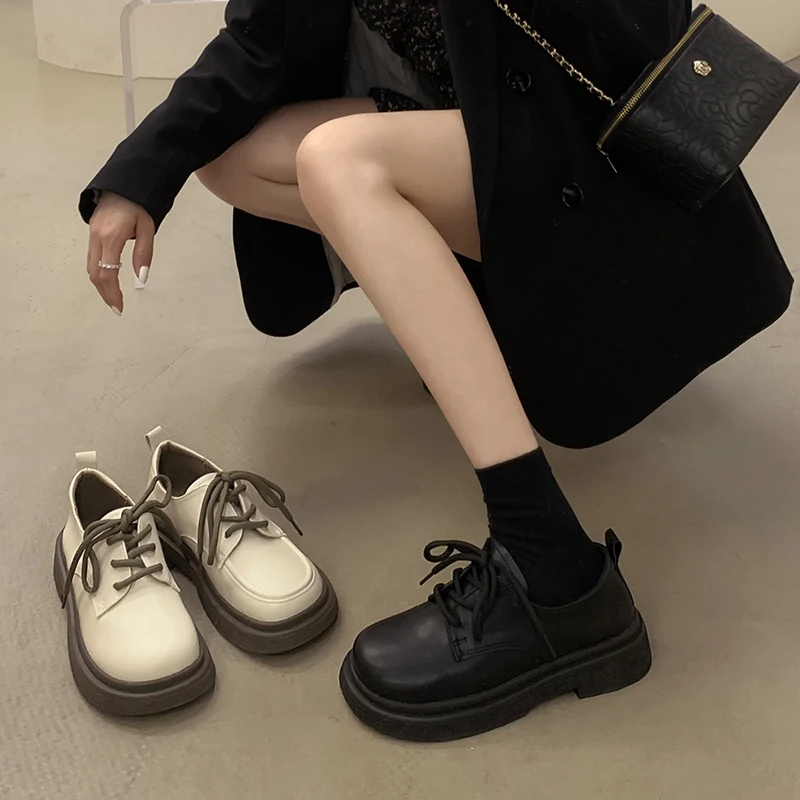 

Женские туфли в стиле ретро, повседневные кроссовки с круглым носком, на плоской подошве, универсальные Удобные оксфорды в британском стиле...