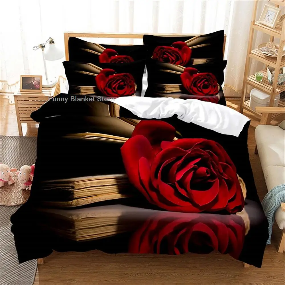 

Rose flower Bedding Set Duvet Cover Set 3d Bedding Digital Printing Bed Linen Queen Size Bedding Set Fashion Design