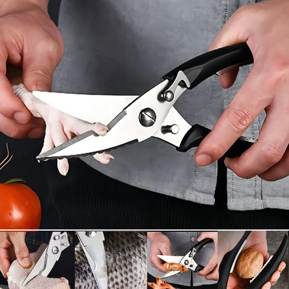 

Kitchen Knife Scissors Powerful Chicken Bone Duck Fish Meat Shears Stainless Steel Clean Cook Knives for Kitchen Accessories