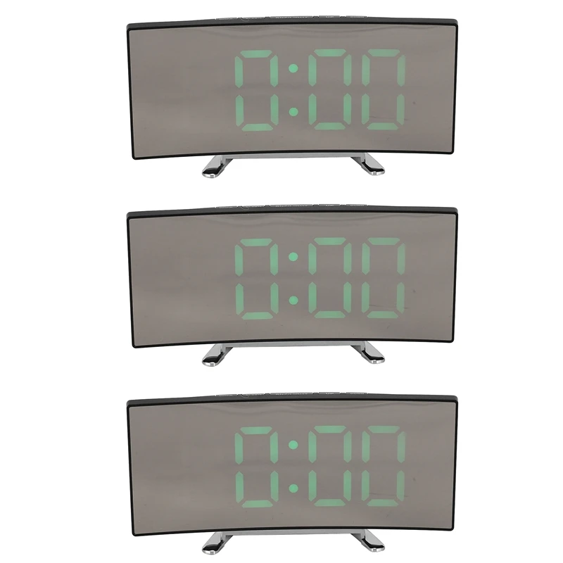 

New 3X Digital Alarm Clock, 7 Inch Curved Dimmable LED Screen Digital Clock For Kids Bedroom, Large Number Clock, USB Port