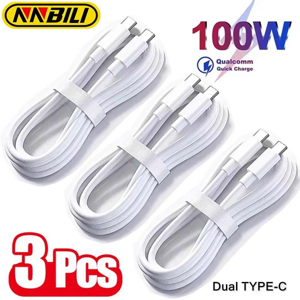 Фото NNBILI 1-3 шт. PD 100 Вт USB Type C к USB C Кабель USB C Быстрая зарядка Быстрое зарядное устройство Провод для Samsung Xiaomi USB C Кабель для передачи данных №1