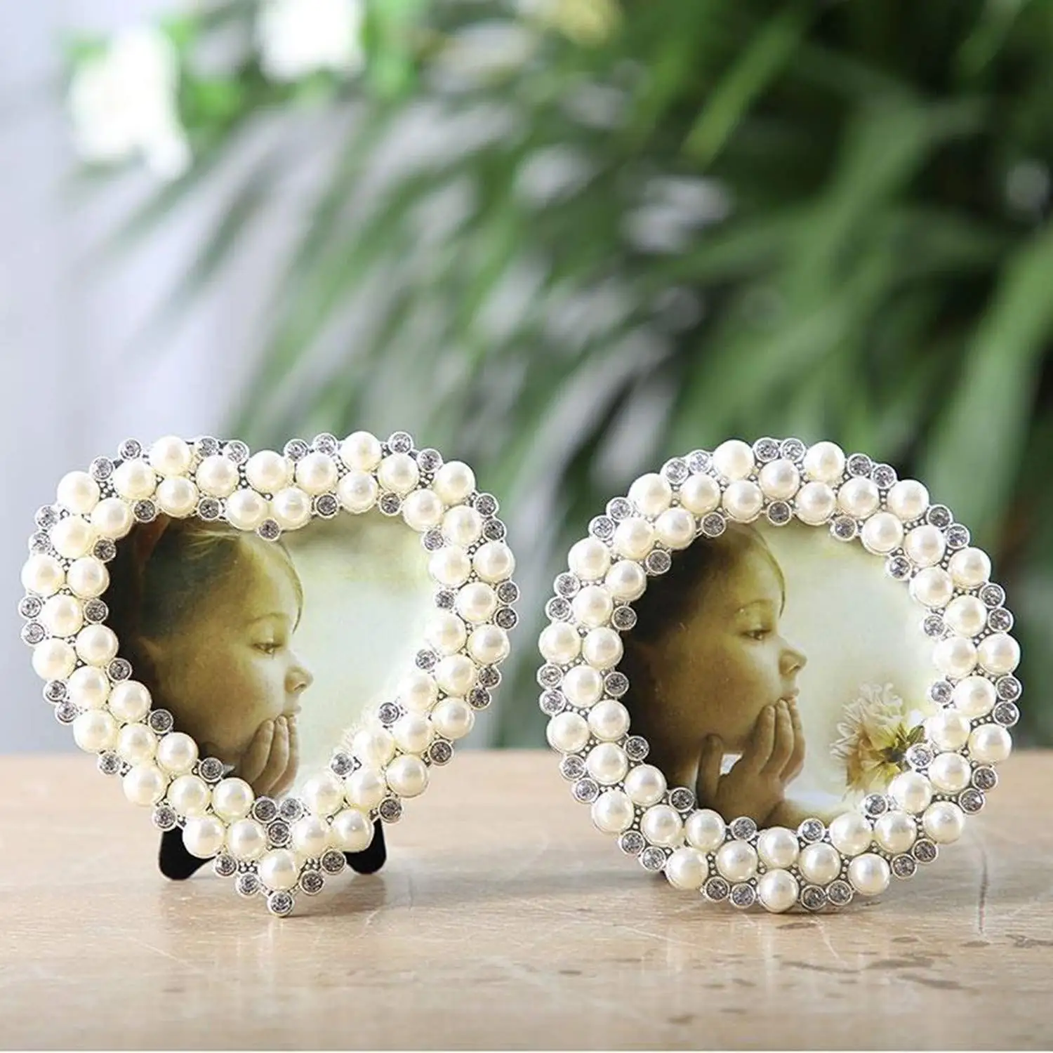 

3 x 3 Photo Frame Silver Plated Pearl Decorative Wedding Frame Table Top, Gift for Mother's Day, Valentine's Day, Friends
