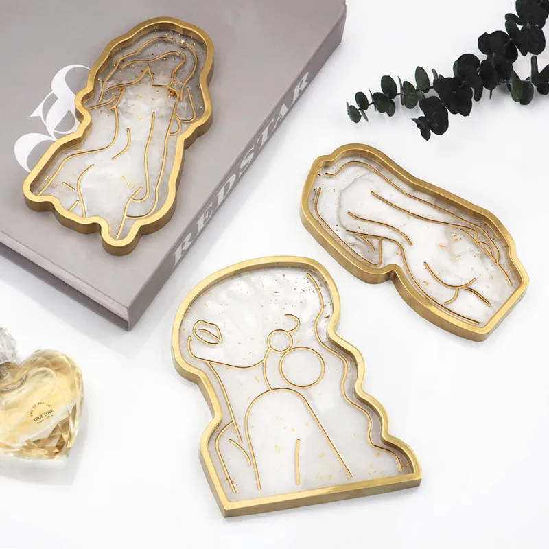 

Tray Mold DIY Epoxy Crystal Resin Silicone Mold Girl Model Body Abstract Plate Mirror Tray Storage Box Handmade Crafts Tray