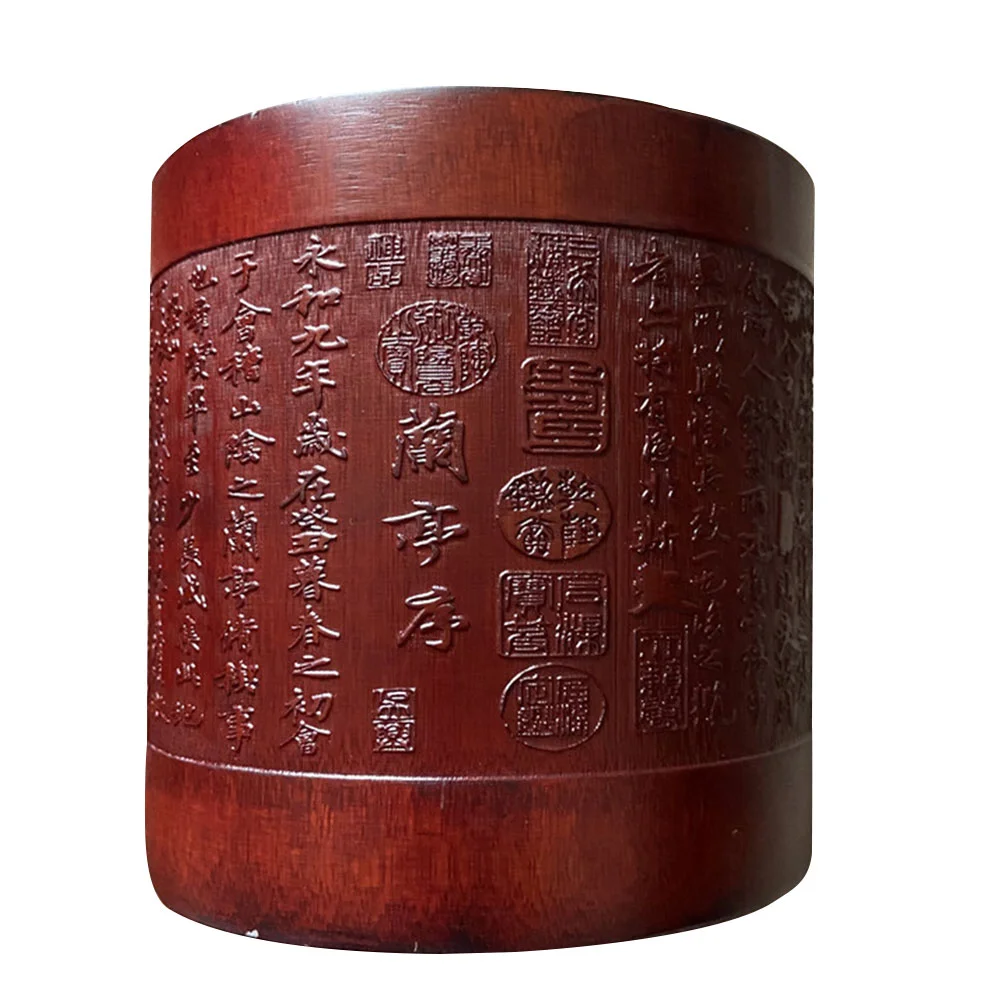 

Bamboo Tube Desktop Pen Case Storage Holder Office Shelf Decor Brush Organizer Chinoiserie Bracket Chinese Style