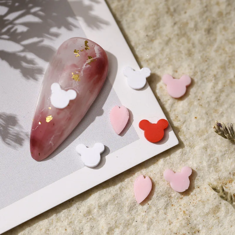 

Маникюр Микки персик сердце ювелирные изделия мультфильм белая любовь Мягкая Керамика уплотнение и заплатка кристаллическая грязь украше...