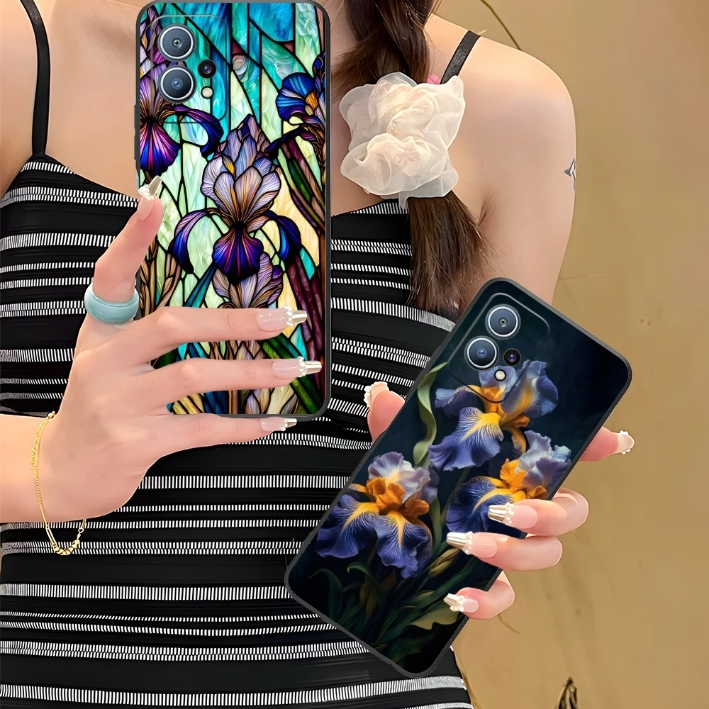 Красивый чехол для мобильного телефона Iris Flower Huawei P60 P50 P40 P30 P20 P10 P9 P8 Pro Lite Plus черный