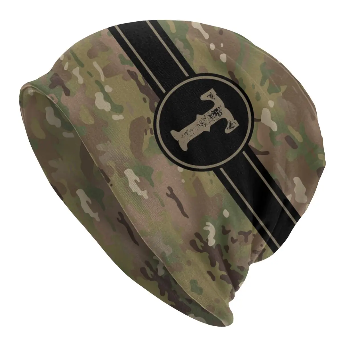 

Army Camouflage Monogram Letter T Skullies Beanies Hat Camo Fashion Unisex Outdoor Caps Warm Multifunction Bonnet Knitting Hats