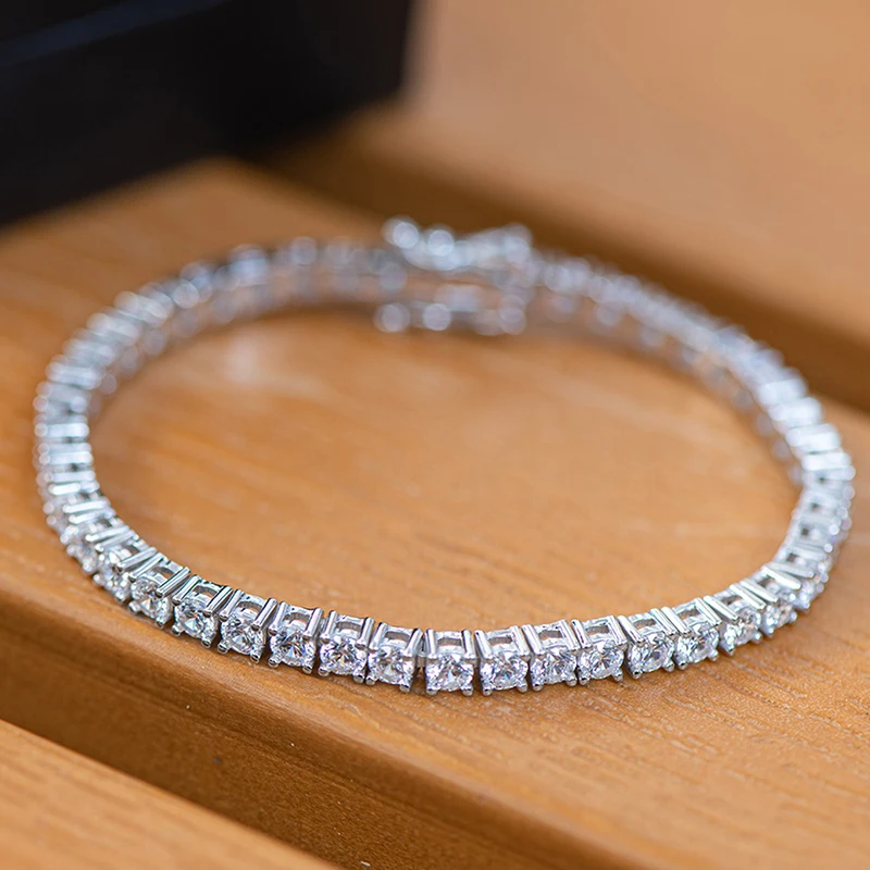 RAPRGOLD браслеты из стерлингового серебра 925 пробы круглой огранки 3 мм циркон и