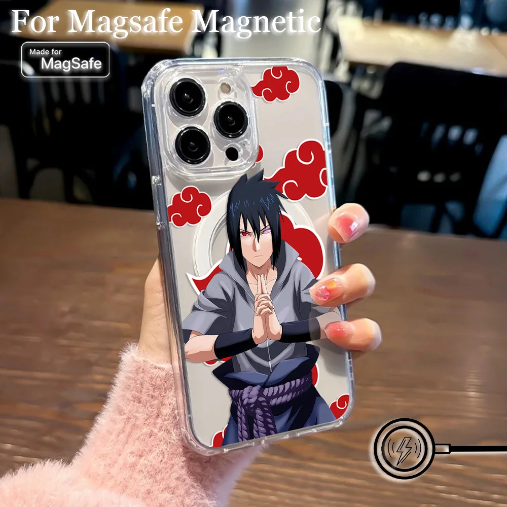 Фото Магнитный чехол для телефона Magsafe в Японии HotAnime для Narutos iPhone 16, 15, 14, 13, 12, 11, 8, 7 Plus Pro Max X XR XSMax, мягкий прозрачный чехол из ТПУ №2