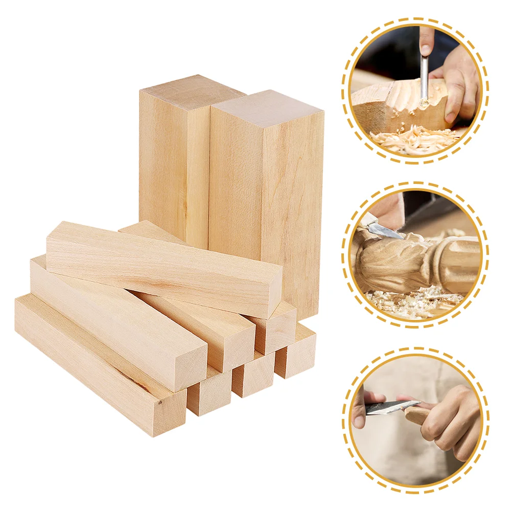 

10 Pcs Carved Basswood Strips Carving Blocks Large Building Adults Wooden Whittling