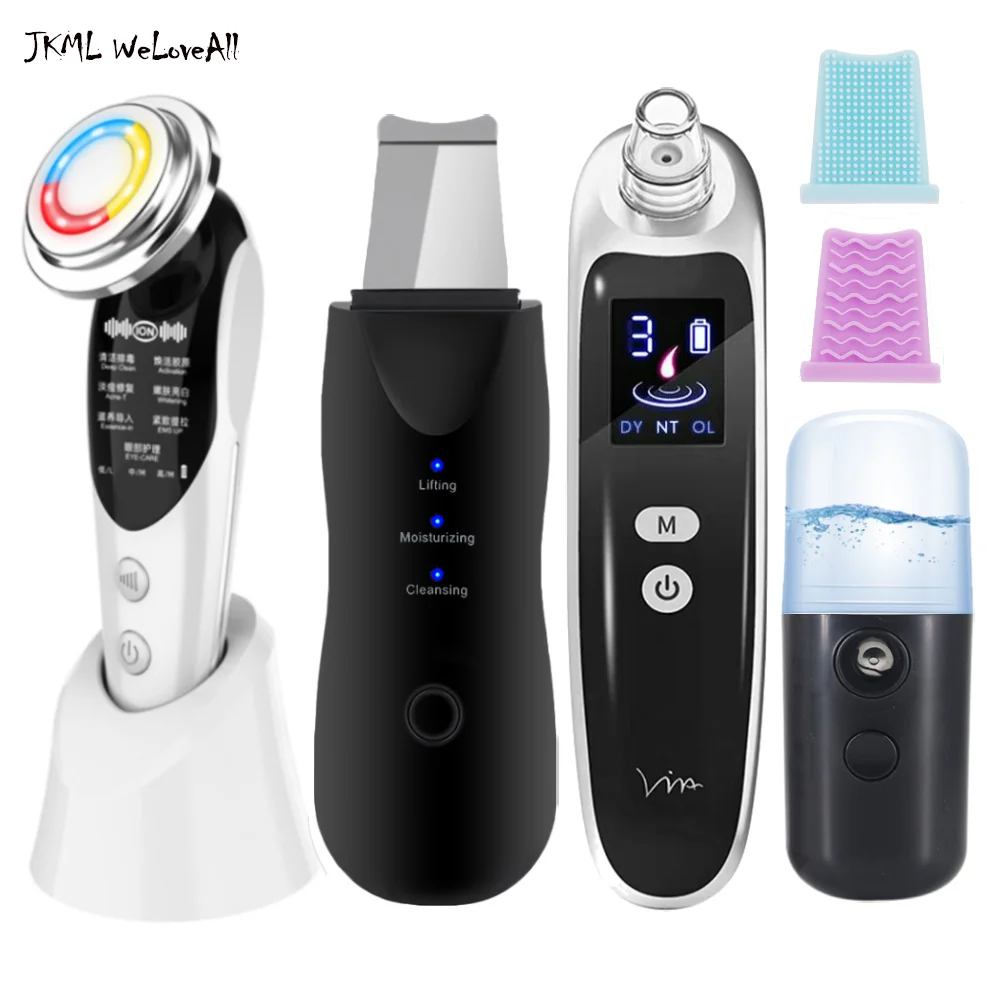 

EMS Facial Massager LED Light Therapy Skin Care ultrasonic cleaner Blackhead Remover Nano Spray Face Steamer Beauty Tools