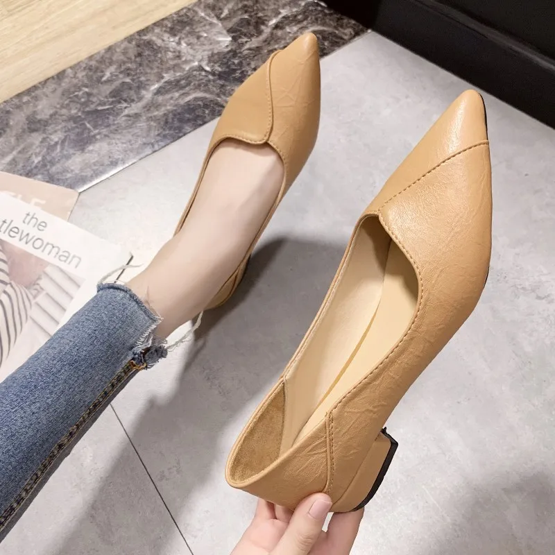 

2022 женские, на низком каблуке, с острым носком, Осенние