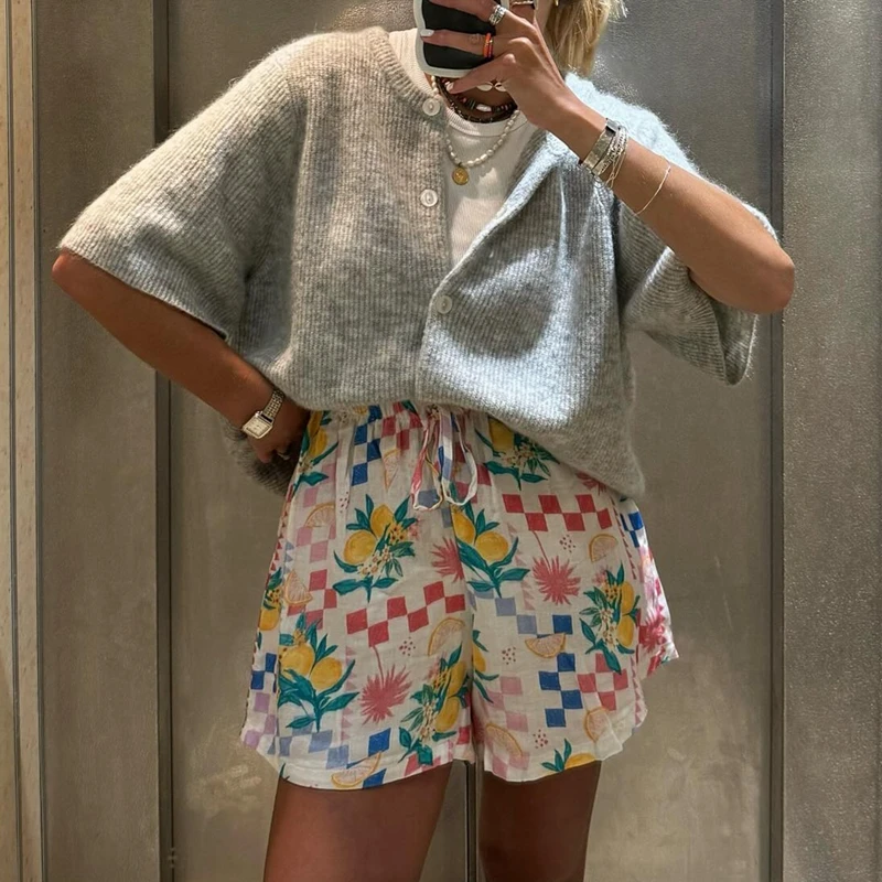 Женский свитер в стиле преппи Y2K вязаная футболка свободного кроя трикотажные
